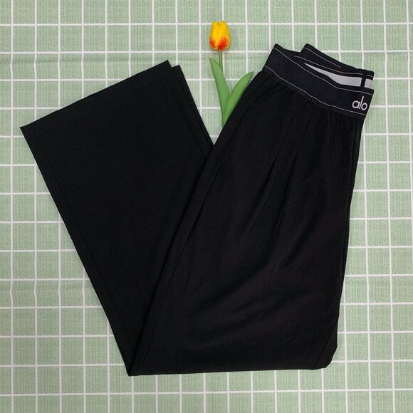 Alo Yoga Black Wide Leg Pants High Quality Office Athleisure Home Wear (Regular) - Picture 4 of 8